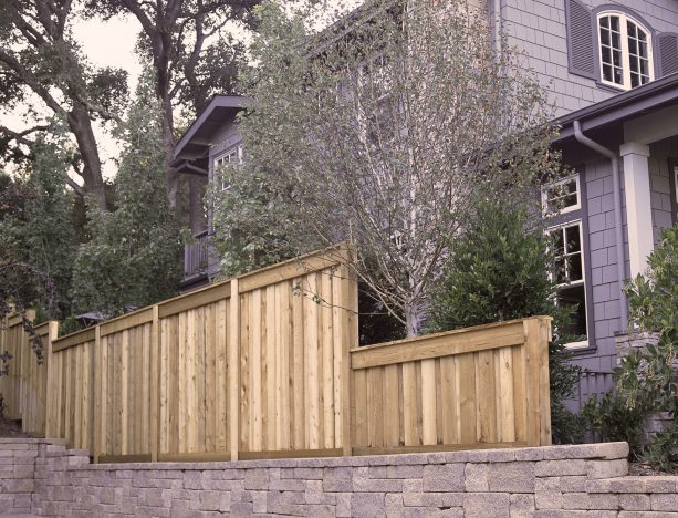 height variations in the design of a board on board fencing