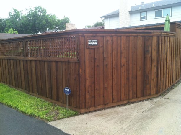 the existence of lattice screen makes the board on board fence looks more attractive