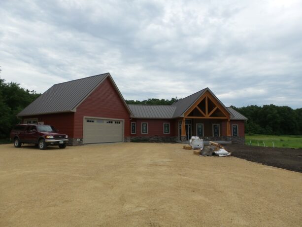 how the detached garage and the house look from afar